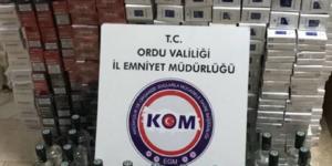 Ordu’da kaçak sigara ve içki ele geçirildi