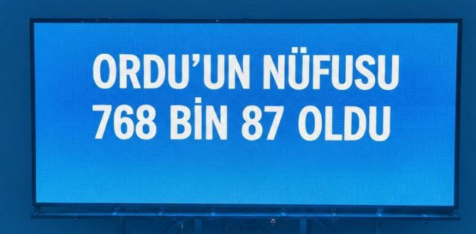 Ordu’nun Nüfusu 768 Bin 87 Oldu